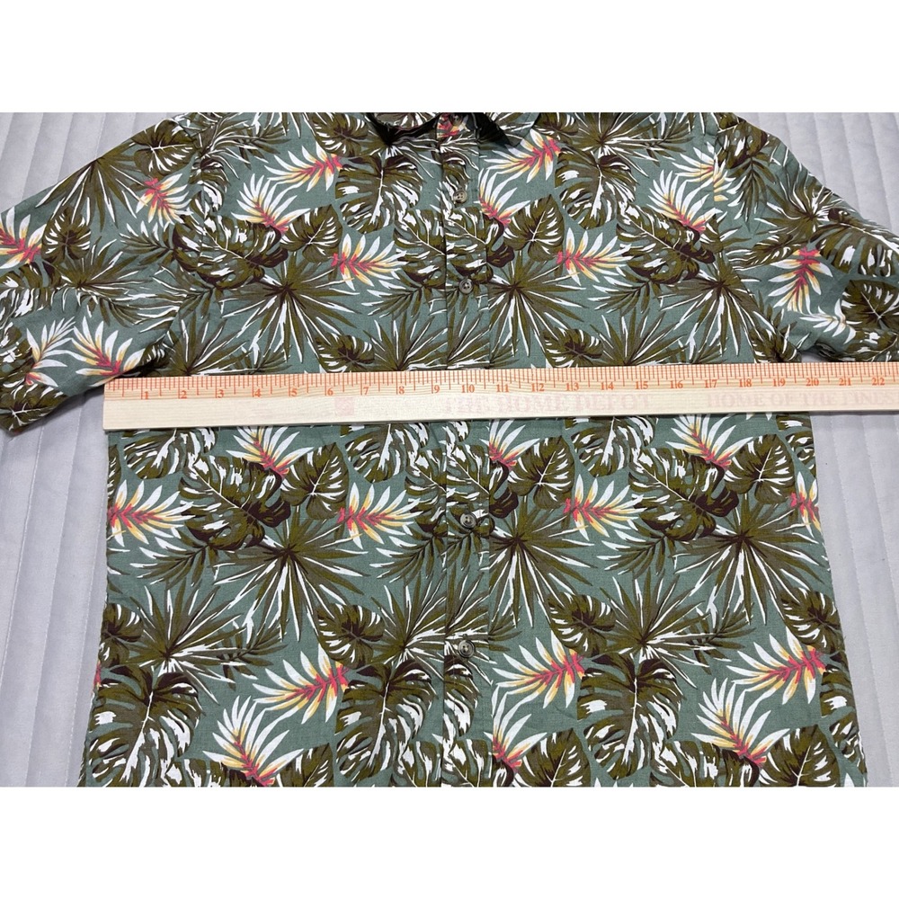 Banana Republic Slim Fit Linen Cotton Blend Tropical Camp Shirt Mens Medium - Picture 4 of 9